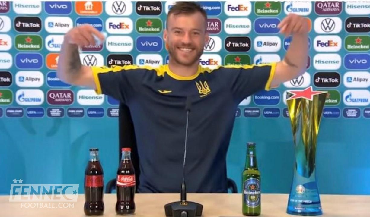 Insolite : La réaction hilarante de Yarmolenko envers les sponsors de l'Euro 2020 ! (Vidéo)