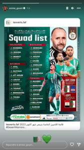 Amine Gouir liste Belmadi